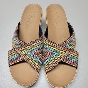 Skechers Cali Beverlee Delighted Womens Size 8 Sandals Slip On Wedge Multi Color